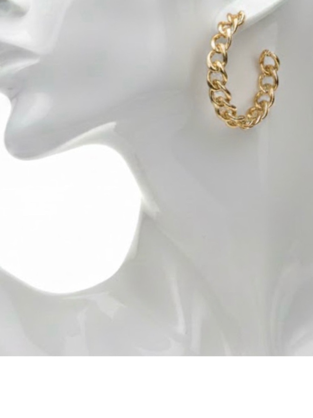 Frozen Gold Tone Chain Hoop Earrings (NWT) - Picture 3 of 11